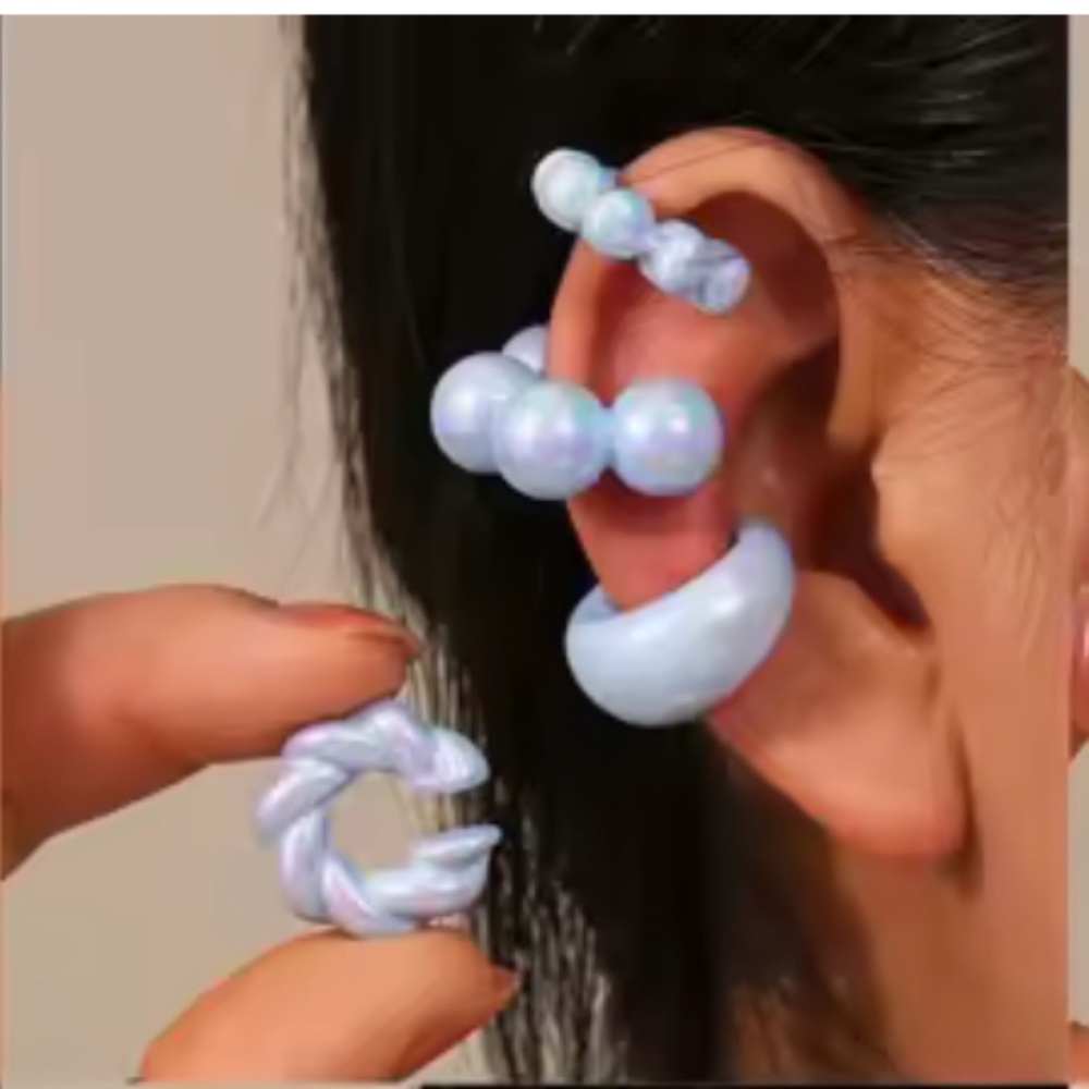 Blue Resin Earcuff Set - Four Pieces - Picture 4 of 4